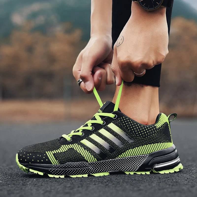 JIN-JIN мужские кроссовки Flyknit, легкие, дышащие, большие размеры 35-44, женская обувь для бега, унисекс, повседневная обувь, zapatillas mujer