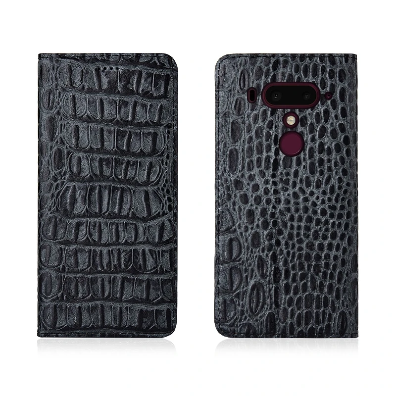 

Crocodile Back Pattern Genuine Real Leather Magnetic Flip Phone Bag For HTC U12 Plus/HTC U19e Phone Case Leather Coque Funda