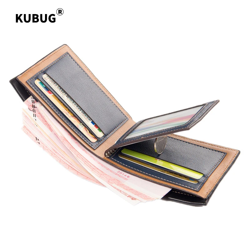 Новый мужской деловой короткий кошелек KUBUG с рельефным крестом кожаный бумажник