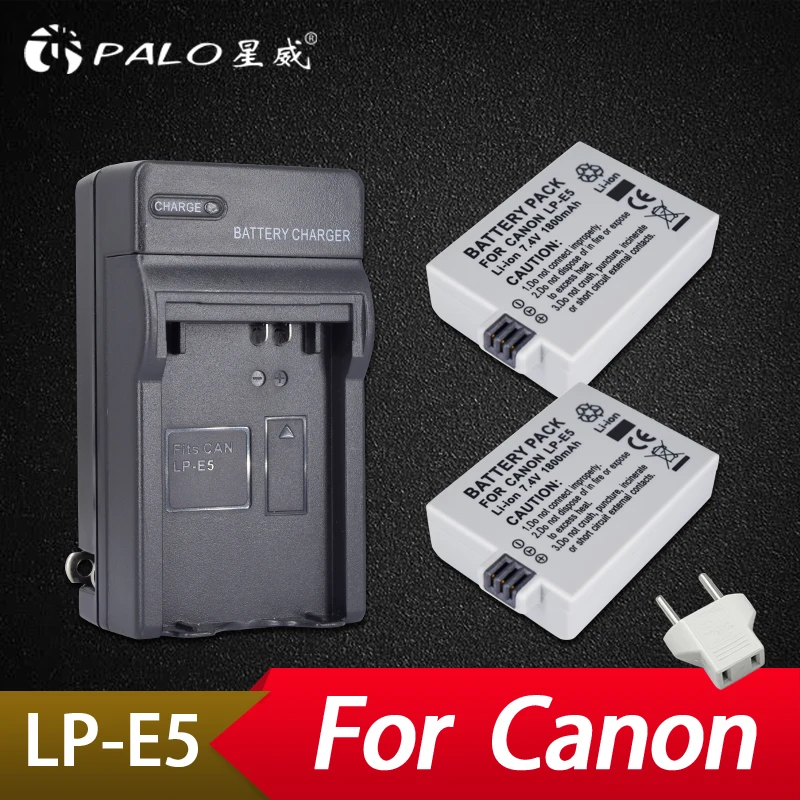 Palo 2 шт. bateria LPE5 LP-E5 LP E5 батарея+ двойное зарядное устройство для Canon 450D 500D 1000D Kiss X2 X3 F Rebel XSi Xli XS
