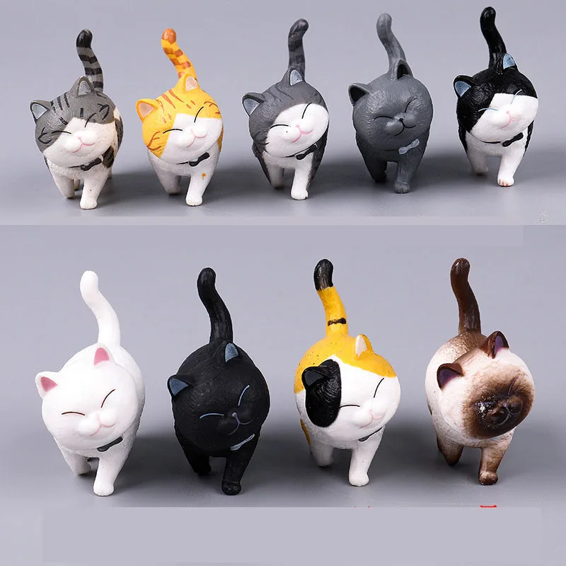 1set9pcs смешанные цвета модель мини Улыбающиеся кошки Фигурки игрушки Сказочный торт вечерние украшения популярные подарки на Рождество