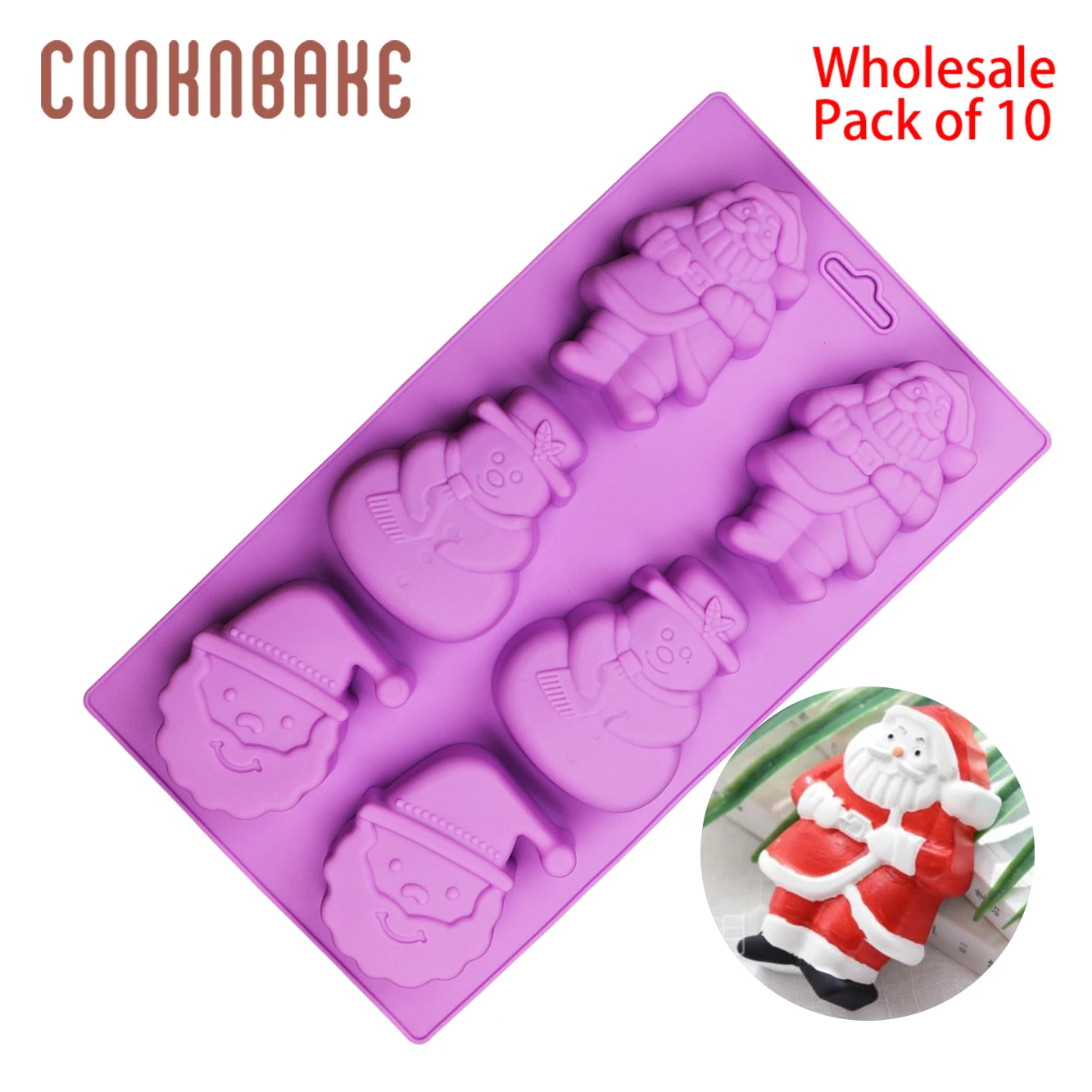 CDSM-676 COOKNBAKE,, Рождественская силиконовая форма для торта, мыла, Санты, гипса, смолы, форма для конфет, шоколада, украшения торта, упаковка из 10 штук - Цвет: CDSM-676