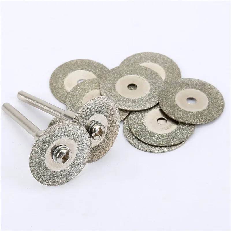 10pcs/set Diamond Discs +2pcs Arbor Shaft 20mm Thin Grinding Slice MINI Cutoff Wheel Refine jewelry making Craft Rotary Tool | Инструменты