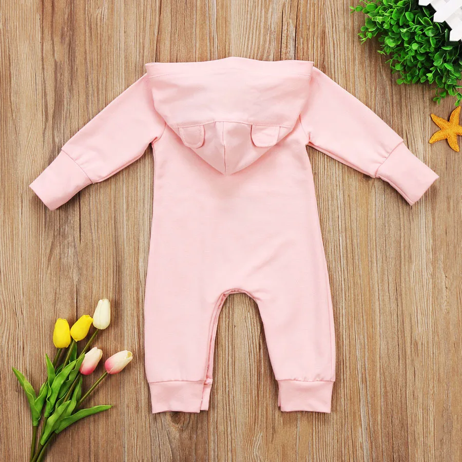 Милая Одежда для новорожденных мальчиков и девочек; комбинезон с капюшоном; комплекты одежды