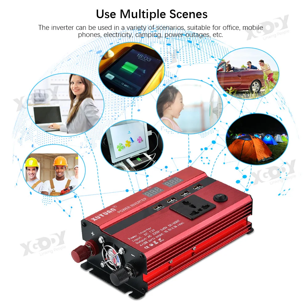 Essgoo 4 шт. USB 3000 Вт DC 12 В/24 В в AC 110 В/220 В портативный автомобильный инвертор зарядное устройство конвертер адаптер Модифицированная синусоида