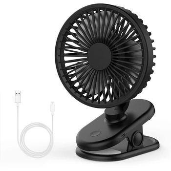 

Ultra Quiet Stroller Fan Clip-on Fan Rechargeable Battery Or USB Operated, Small Desk Fan with 3 Adjustable Speeds