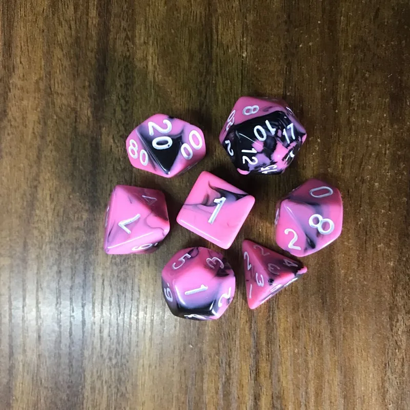 7pcs 7 шт./компл. цифровые кости игровые кубики набор многогранные D4-D20 многосторонний акриловые кости подарок - Цвет: 7pcs
