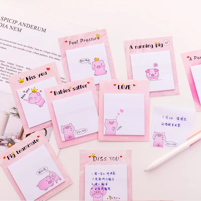 

Cartoon Figure Dialog pig Box Memo Pad Sticky Notes Notepad Diary Creative Self-Stick Note Memo Pads