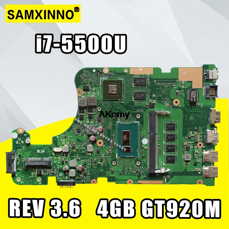 Для ASUS W519L X555LP X555LJ X555LDB X555LB X555LN X555LF X555LD X555L ноутбук материнская плата MB REV: 3,6 I7-5500U 4 Гб Оперативная память GTX920M/2G