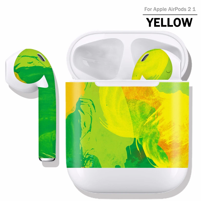 A Yellow Airpods 2 1 Сказочный Чехол-наклейка для airpods 3 2 1 защитный чехол Защита от пыли для AirPods профессиональная защитная пленка для Air pods pro Чехол - Цвет: A Yellow Airpods 2 1