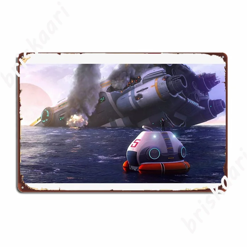 Subnautica Escape Pod Opera D'Arte Targa In Metallo Cinema Soggiorno Vintage Cinema Targa Targa In Metallo Poster