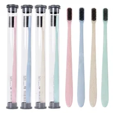 Ультратонкая мягкая Щетинная головка бамбуковый уголь Северная Европейская-стильная зубная щетка портативная Экологически чистая Пшеничная солома Co