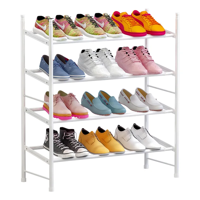 

Metal Shoe Rack Adjust 60-110cm Stainless Steel Sturdy 4-Tier Shoe Shelf Stand Holder Large Capacity Shoes Storage Organizer