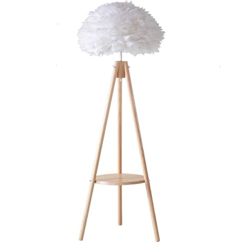 

Feather Floor Lamp Ins Wind Nordic Bedroom Originality Personality Simplicity Sofa Vertical Solid Wood lambader tripod lamp