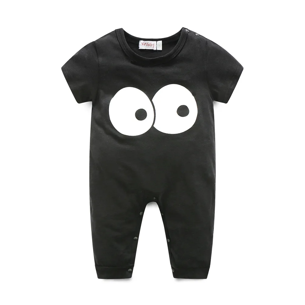 

Korean-style CHILDREN'S Suit New Style Summer Small CHILDREN'S Gremlins with Big Eye Black And White with Pattern Romper