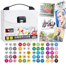 Художественная маркерная ручка 12 24 36 48 60 цветов Алкоголь кисть Маркеры Набор для рисования на спиртовой основе эскиз двойная головка набор ручек