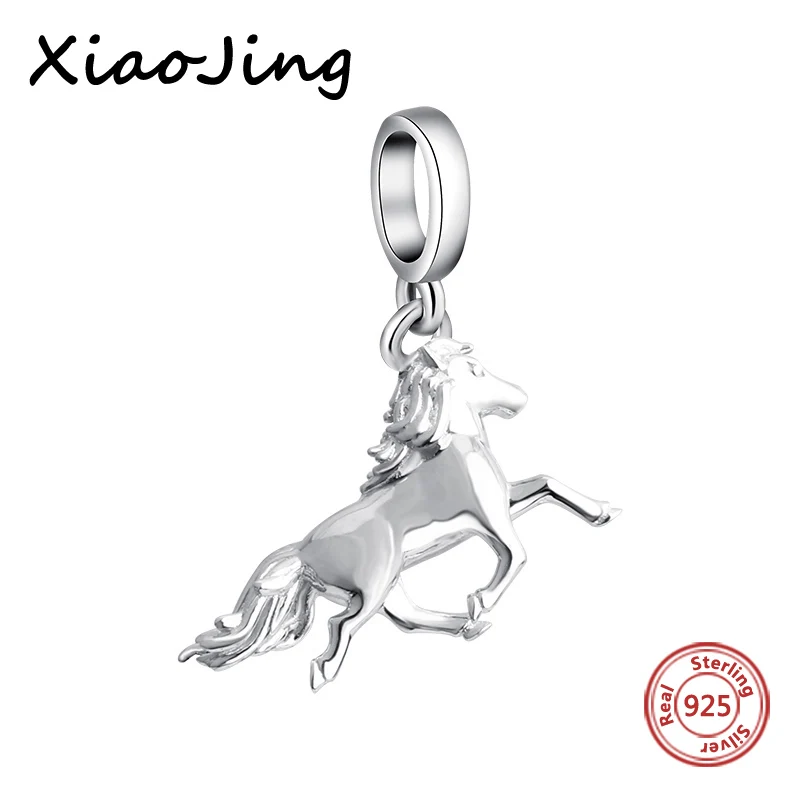 XiaoJing, Новое поступление, Очаровательная подвеска из бусин с лошадью, подходит к оригинальному браслету pandora, бусина из серебра 925 пробы для ювелирных изделий, подарки для женщин