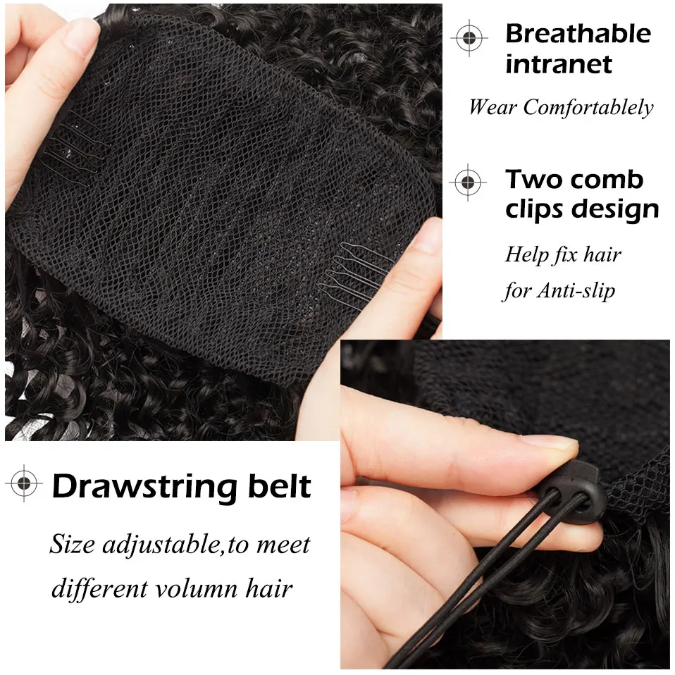 Drawstring Puff Ponytail Afro Kinky Curly Hair Extension Synthetic Clip in Pony Tail African American Hair Extension