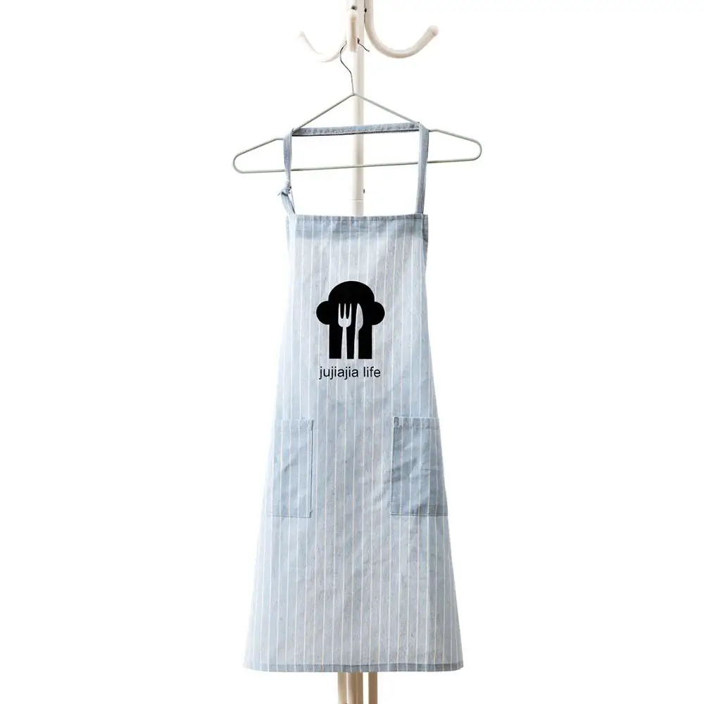 as pic show Strip Hanging Neck Aprons With 2 Pockets Woman Adult Bibs Home Cooking Baking Coffee Shop Cleaning Aprons Kitchen Accessory - Цвет: as pic show