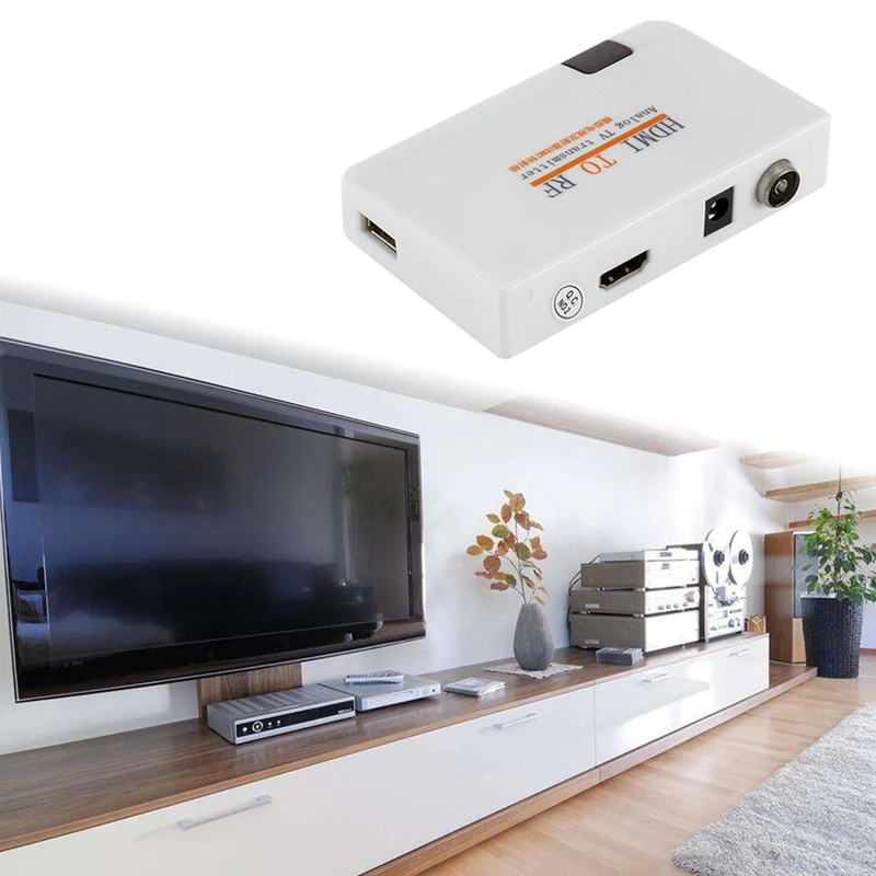HDMI в РЧ коаксиальный модулятор конвертер аналоговый сигнал ТВ коробка передатчика с пультом дистанционного управления зум Поддержка монитора проектор