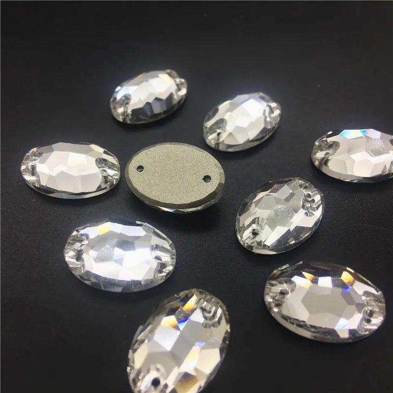Oval 10x14mm 35pcs TopStone K9 хрустальные пришивные стразы, круглая ваза с конским глазом, Космический Овальный кристально чистый пришивной камень для одежды, сделай сам - Цвет: Oval 10x14mm 35pcs