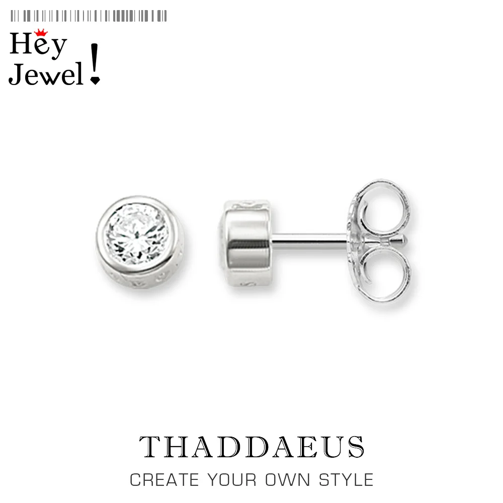Круглые CZ серьги-гвоздики, Томас Стиль Классические Модные хорошие ювелирные изделия для мужчин и женщин, осень Ts подарок в стерлингового серебра 925