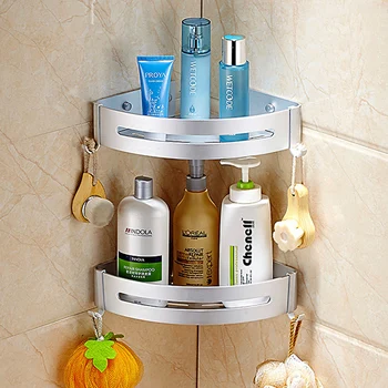 

Bathroom Shelves Corner Shelf Wall Mounted Aluminum Bathroom Soap Dish Bath Shower Shelf Bath Shampoo Holder Wall Mounted Type