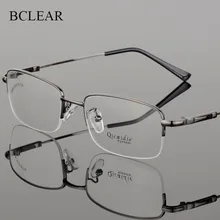 BCLEAR модные оправа для мужских очков очки из сплава памяти половина оправа винтажный с прозрачными стеклами очки Оптические очки оправа Горячая