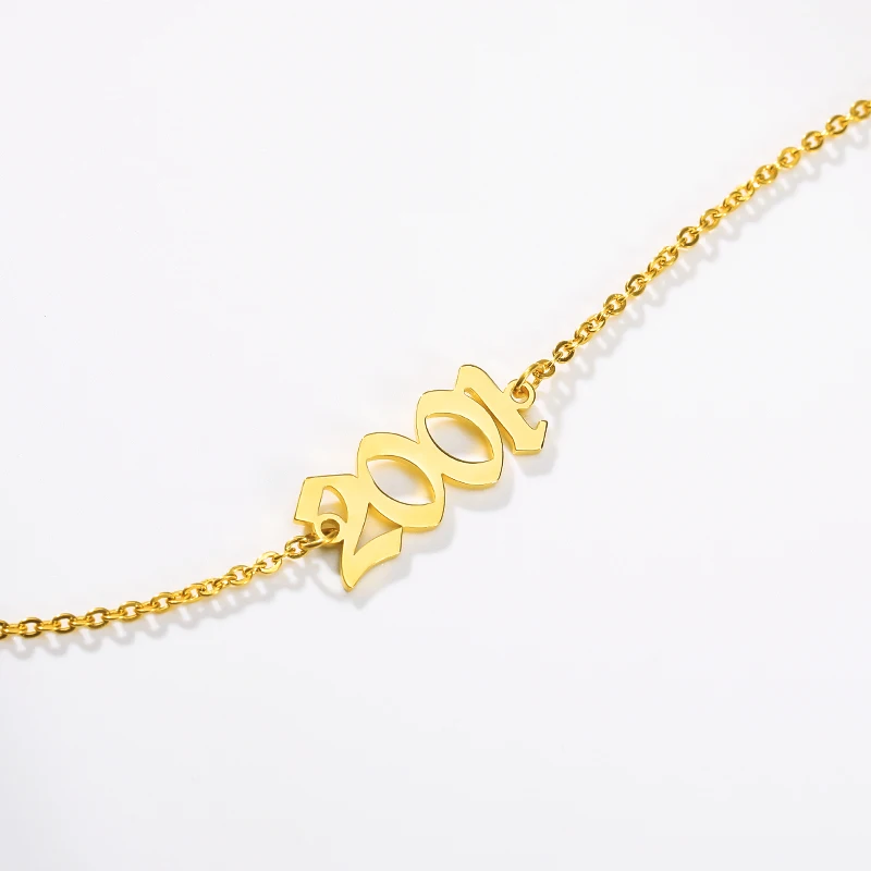 Year Number Bracelet for Men Women Custom Jewelry Pulsera Old English Digital Bracelets Special Date 1990 to 2019 Charm Bracelet
