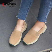 WWKK/Осенняя женская обувь на платформе Спортивная повседневная прогулочная обувь из натуральной кожи без застежки женские массивные женские кроссовки sapato feminino