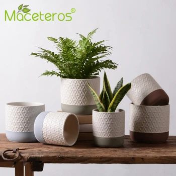 

New Modern Creative Succulent Ceramic Flower Pots Tall Straight Cylindrical Flower Pots Green Plants Potted Gardening Decoration