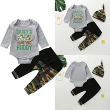 CANIS/комплект из 3 предметов для новорожденных детей, топы с длинными рукавами и буквенным принтом для мальчиков, футболка+ камуфляжные штаны+ шапка, одежда