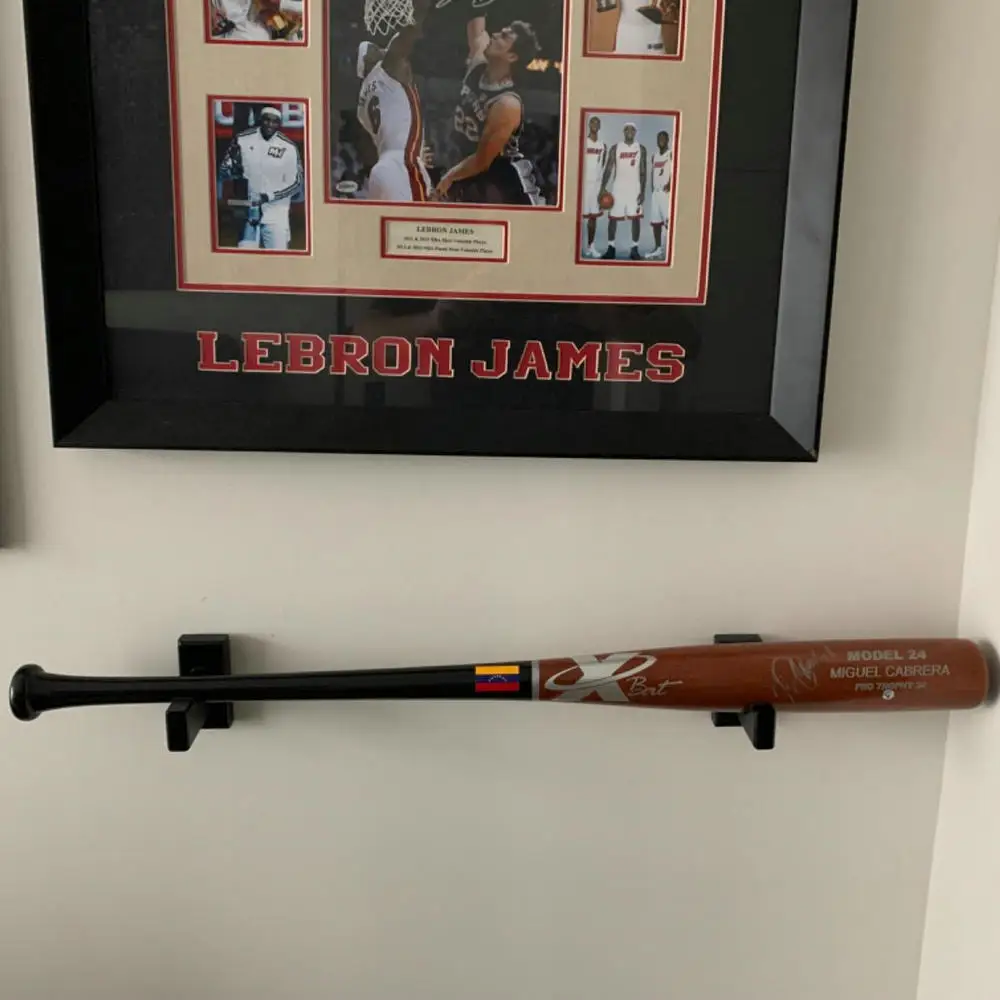 Baseball Bat Wall Mount Black Easy To Install Horizontal Organizer Bat Souvenir Stand