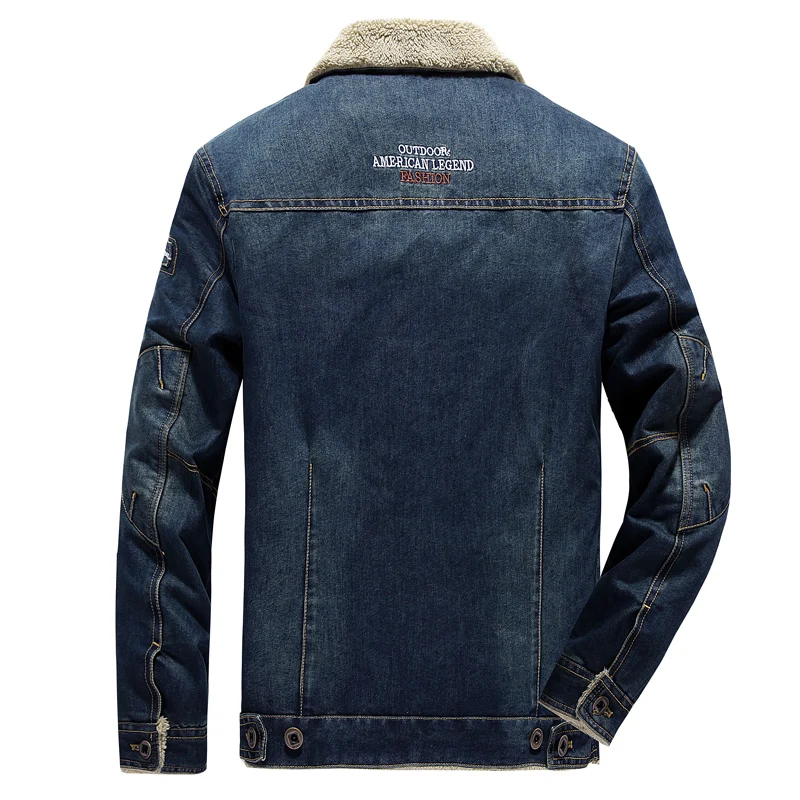 Большие размеры Модная Джинсовая куртка мужская Зимняя шерстяная подкладка теплые мужские куртки s брендовая джинсовая куртка пальто мужская Ковбойская одежда мотоцикл