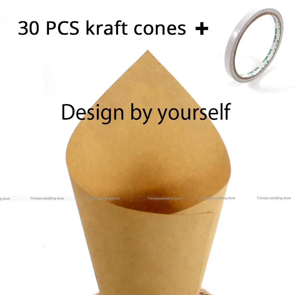 Design cone 30 pcs Персонализированные конусы-конфетти натуральные биоразлагаемые розы сушеные лепестки конфетти конус держатель Свадебные и вечерние украшения - Цвет: Design cone 30 pcs