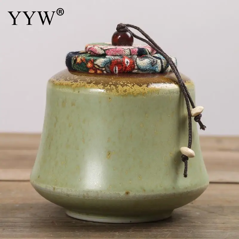 light green Коробка для чая банка для хранения банок в форме барабана коробка для чая коробка для конфет, печенья, кофе, порошка Caddy упаковка винтажная керамическая баночка для чая - Цвет: light green