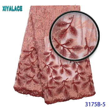 

Latest French Lace Fabric 2020 3d African Wedding Lace Fabric With Stones High Quality African Nigerian Lace Fabric 3175b