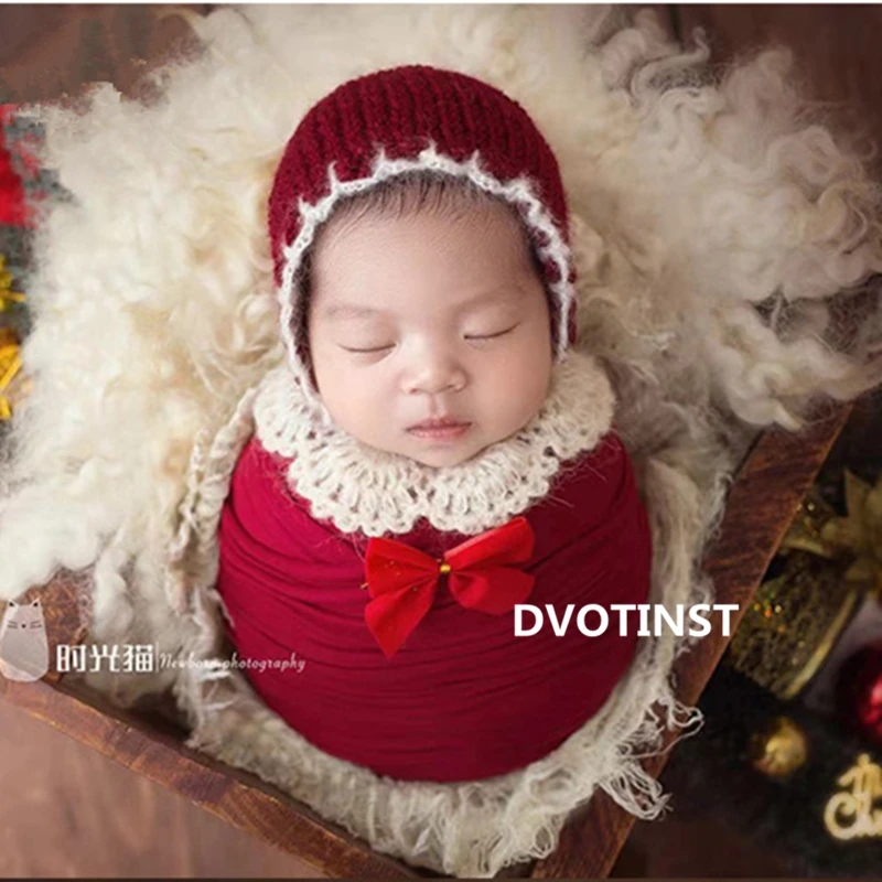 dvotinst aderecos de fotografia recem recem para para o bebe natal vermelho conjunto chapeu wrap bib