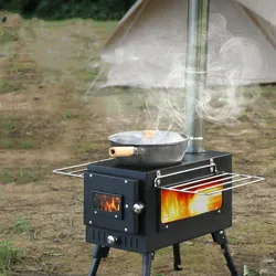 Ultralight Stainless Steel Wood Stove Portable Camping Tent Heating Cooking Survival Outdoor Multipurpose Firewood Tent Stove