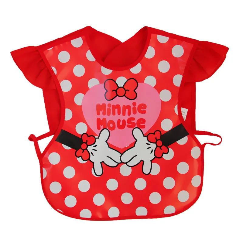 Disney Cute Baby Adjustable Bibs EVA Waterproof sleeveless Lunch Feeding Bibs Baby Cartoon Feeding Cloth Children Baby Apron baby sleeveless bibs waterproof pu print apron bib newborn burp cloth kids supplies cute art cover up baby feeding