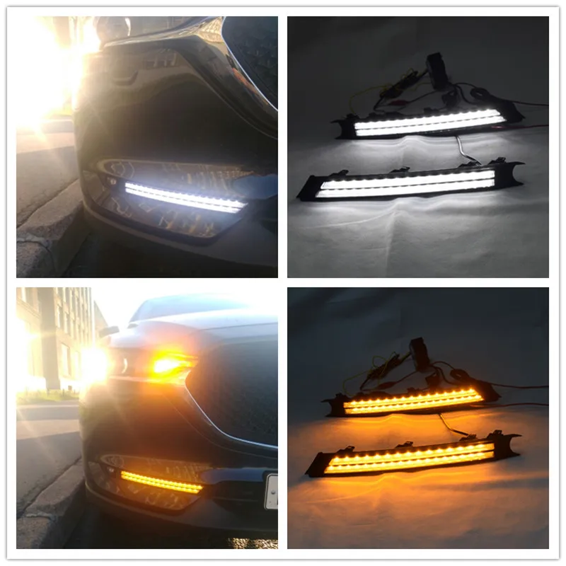 Светодиодный дневной ходовой свет противотуманная фара Decoratio дневной свет для Mazda CX-5 CX5- динамический сигнал поворота реле водонепроницаемый автомобиль DRL