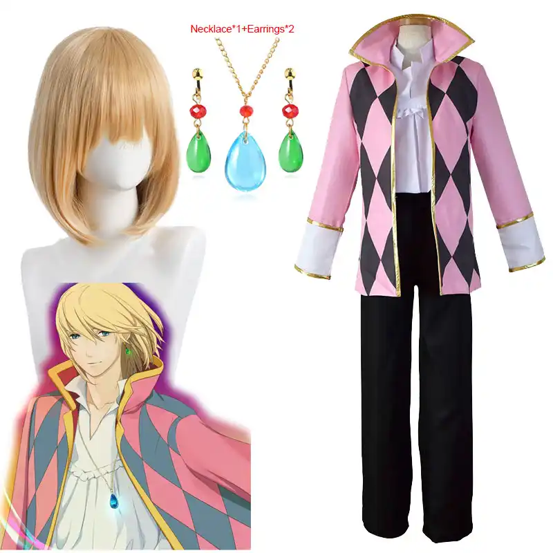 映画の衣装ハウルの移動城ハウルとネックレスイヤリング男性フル大人制服ハウルのアクセサリー アニメ コスチューム Aliexpress