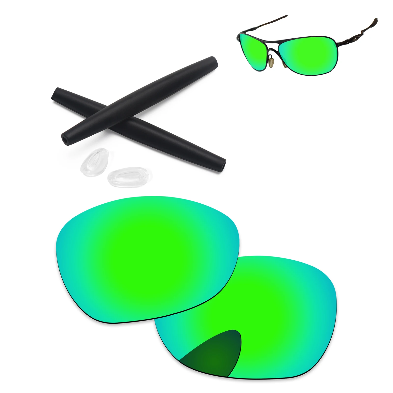 PapaViva Polarized Replacement Lenses and Ear Socks& Nose Pads for Authentic Crosshair New 2012 OO4060- Multiple Options - Цвет линз: Emerald Green