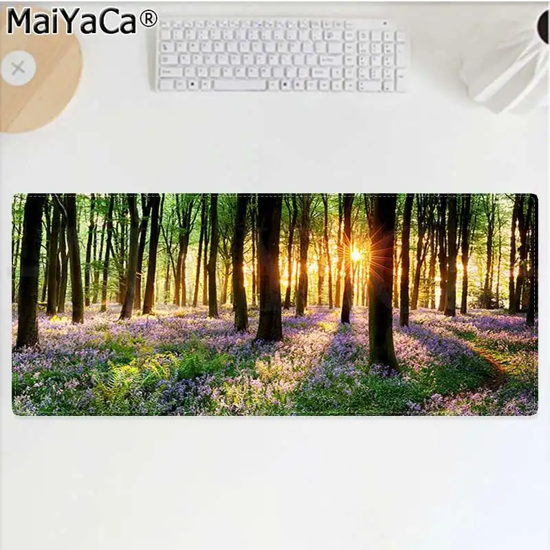 MaiYaCa нескользящий ПК Природа синий лес Блокировка края коврик для мыши игры большой коврик для мыши клавиатуры коврик