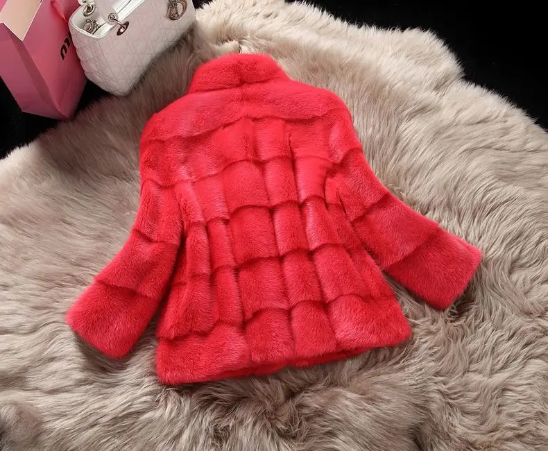Furry Women Faux Fur Coat Autumn And Winter Imitation Rabbit Fur Coats Women Outerwear Stand Collar Vintage Jackets J382