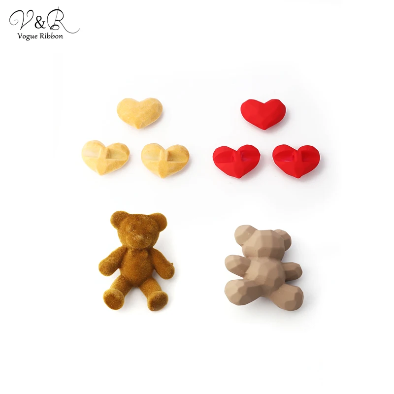 DIY Jewelry Making Findings Rubber Coating Red Yellow Love Heart and Cute Bear Beads Charms Pendants Accessories Componenets | Украшения и