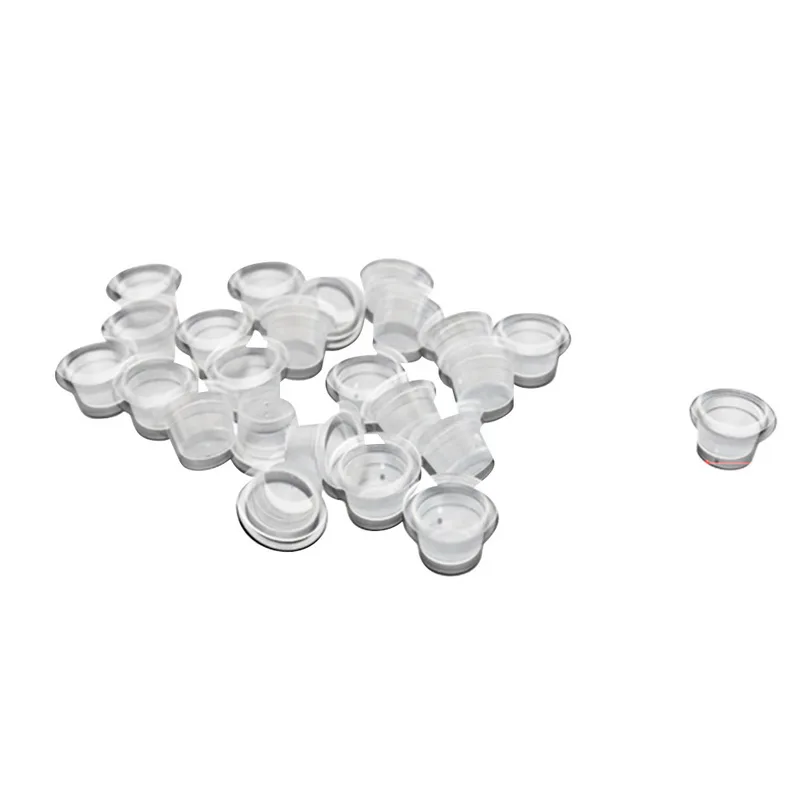 Manooby 100Pcs Plastic Microblading Tattoo Ink Cup Cap Pigment Clear Holder Container S/M/L Size Needle Tip Tattoo Supplies