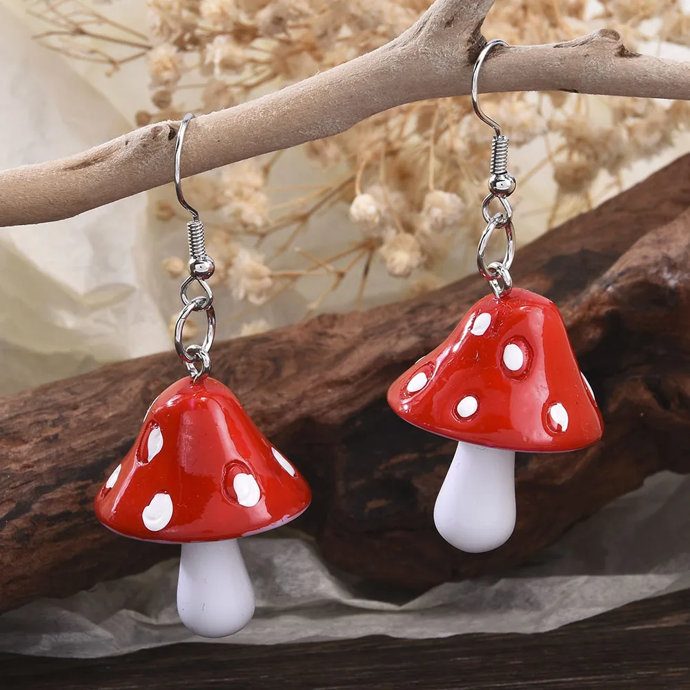 Vintage Ladies Mushroom Earrings Environmental Theme Bohemia Female Girl Plant Metal Boho Hook Long Pendant 2021 Trendy | Украшения и
