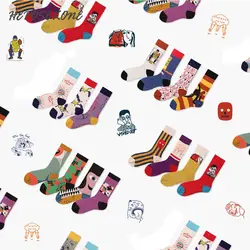 Осень/Зима хип-хоп улицы скейтборд Tide счастливые забавные носки креативные Абстрактные Художественные носки Harajuku Красочные уличные носки