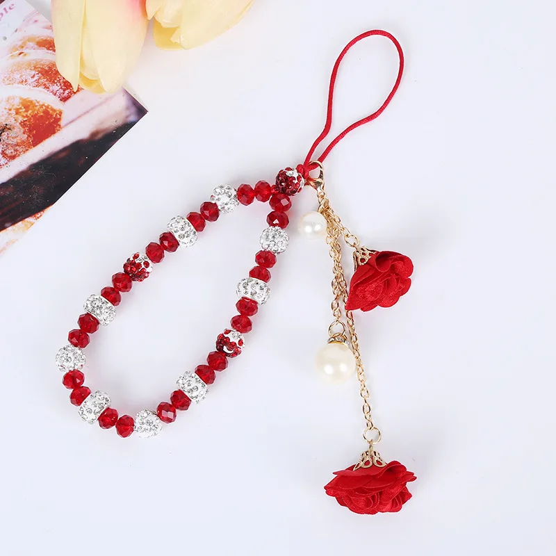 Shellnail Mobile Phone Lanyard Short Hand Strap for Key USB Diamond Bracelet Phone Case Flower Pendant DIY Tassel Phone Straps